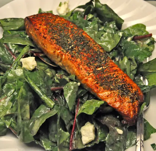 Salmon on Fresh Spinach