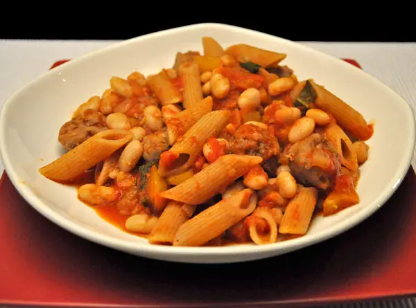 Pasta with Sausage, Sage and Beans