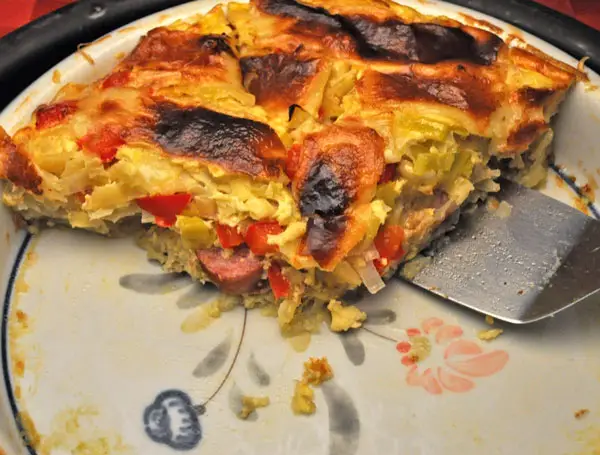 Sausage, Leek, and Red Pepper Quiche
