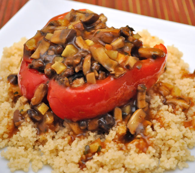 Stuffed Red Peppers, Moroccan Style