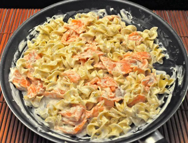 Smoked Salmon on Egg Noodles