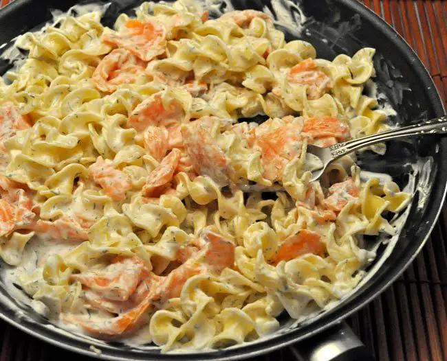 Smoked Salmon, Goat Cheese with Noodles