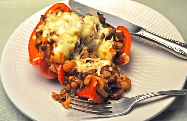 Red Peppers, with Beef & Barley