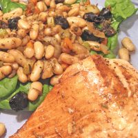 Fried Salmon, Salad