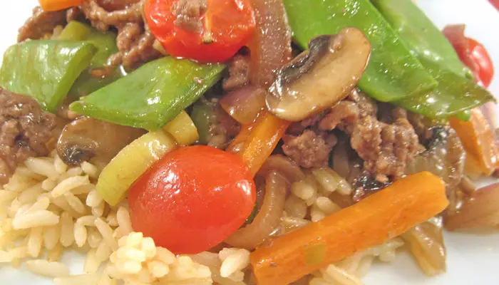 Stir-Fried Ground Beef & Snow Peas · Thyme for Cooking