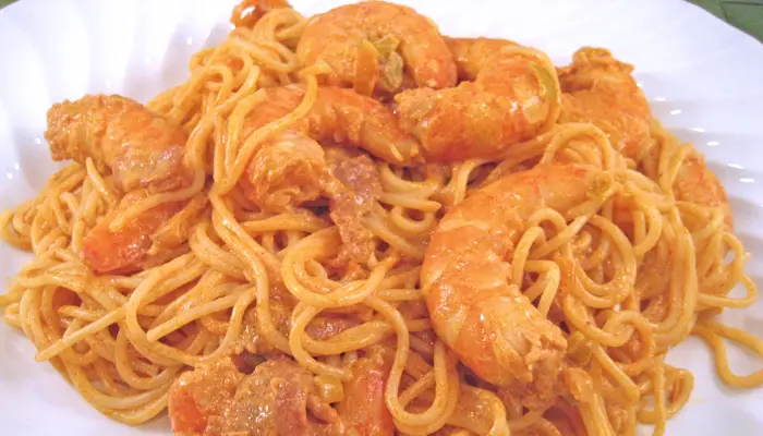 Spaghetti with Shrimp & Bacon