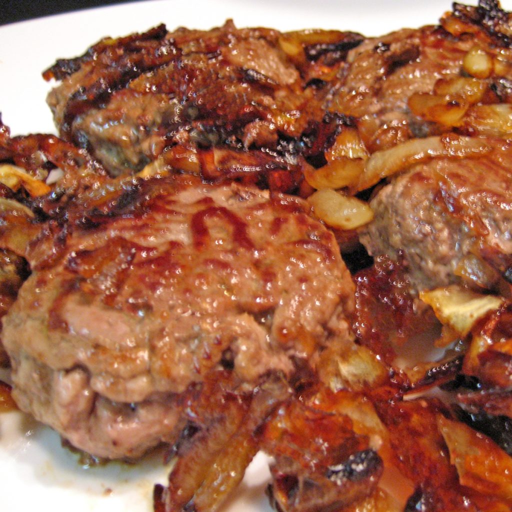 Beef Burgers, Caramelized Onions